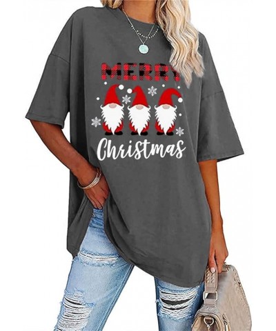 Funny Christmas Shirts Tops for Women Oversized Short Sleeve T-Shirt Casual Loose Xmas Graphic Tee C-santa Claus-dark Grey $1...