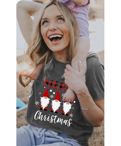 Funny Christmas Shirts Tops for Women Oversized Short Sleeve T-Shirt Casual Loose Xmas Graphic Tee C-santa Claus-dark Grey $1...