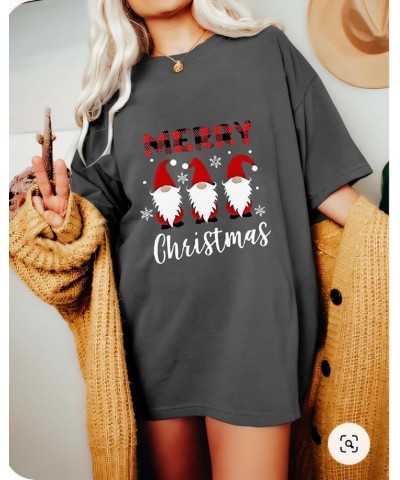 Funny Christmas Shirts Tops for Women Oversized Short Sleeve T-Shirt Casual Loose Xmas Graphic Tee C-santa Claus-dark Grey $1...