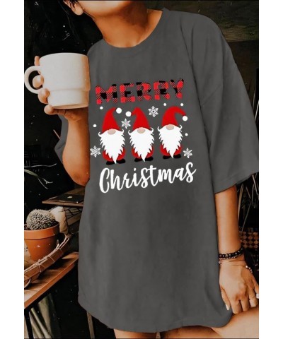 Funny Christmas Shirts Tops for Women Oversized Short Sleeve T-Shirt Casual Loose Xmas Graphic Tee C-santa Claus-dark Grey $1...