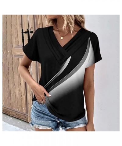 Womens Short Sleeve Blouses Summer Dressy Casual Loose Fit Shirts Button Decor Solid Color Comfy Tunic Tops Ba-white $6.71 Tops