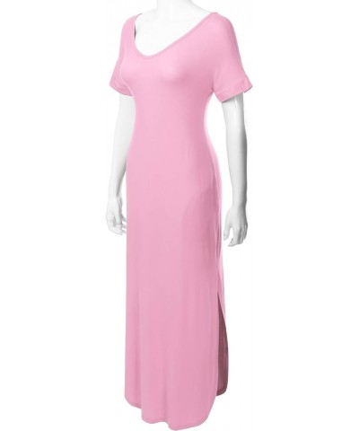 Women's Short Sleeve Loose Split Long Maxi Dress with Pockets (XS-XXL) Dbd003_mauve $10.75 Dresses