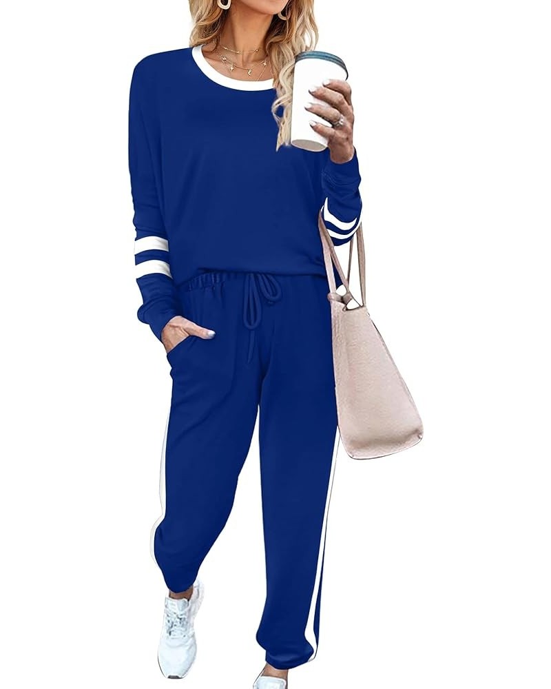 Sweatsuit for Women 2 Piece Outfits for Womens Crewneck Sweatshirts Pullover 2f-blue $23.99 Activewear