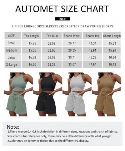 Womens 2 Piece Outfits Lounge Matching Sets Two Piece Linen Shorts Spring Tops 2024 Trendy Clothes Summer Vacation Beige $13....