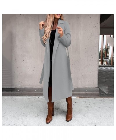 Trench Winter Coats for Women Ladies Lapel Slim Jacket Long Parka Solid Button Closure Party Formal Dress A2-grey $19.20 Coats