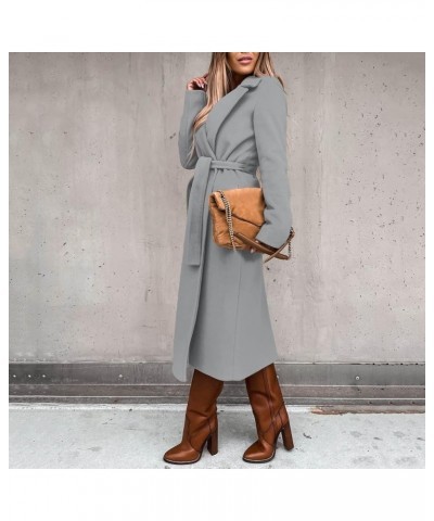 Trench Winter Coats for Women Ladies Lapel Slim Jacket Long Parka Solid Button Closure Party Formal Dress A2-grey $19.20 Coats