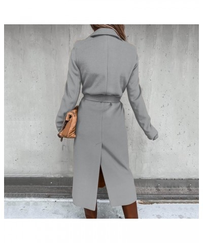 Trench Winter Coats for Women Ladies Lapel Slim Jacket Long Parka Solid Button Closure Party Formal Dress A2-grey $19.20 Coats