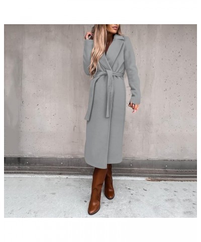 Trench Winter Coats for Women Ladies Lapel Slim Jacket Long Parka Solid Button Closure Party Formal Dress A2-grey $19.20 Coats