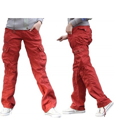 Women's 100% Cotton Tactical Pant Camping Hiking Army Cargo Combat Trouser Multi Pockets Utility Work Pants Brick-red-2809 $2...