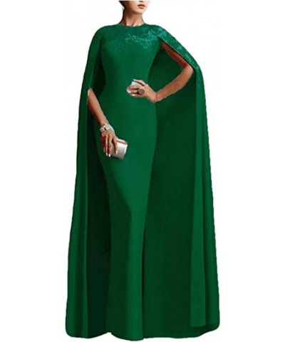 Women's Mermaid Long Formal Gown Prom Evening Dresses with Cape Blackish Green $49.47 Dresses