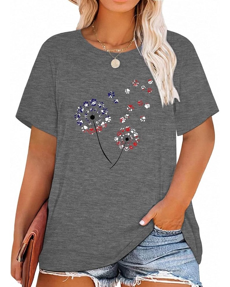 Womens Plus Size Tops Dandelion Tshirt Summer Short Sleeve Crew Neck Loose Casual Tee Shirt A-gery $17.10 T-Shirts