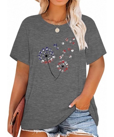 Womens Plus Size Tops Dandelion Tshirt Summer Short Sleeve Crew Neck Loose Casual Tee Shirt A-gery $17.10 T-Shirts