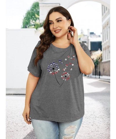 Womens Plus Size Tops Dandelion Tshirt Summer Short Sleeve Crew Neck Loose Casual Tee Shirt A-gery $17.10 T-Shirts