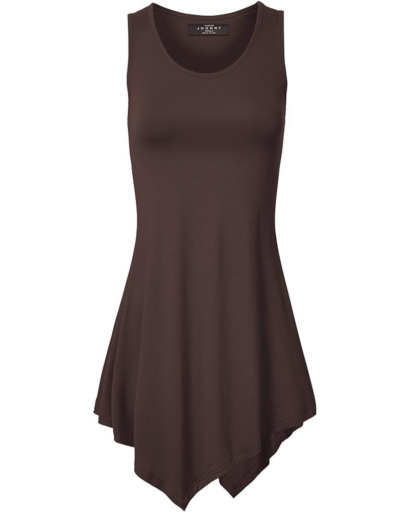 CTC Womens Handkerchief and Shark Hem Tank Tunic Wt671_brown $10.17 Tops