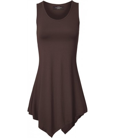 CTC Womens Handkerchief and Shark Hem Tank Tunic Wt671_brown $10.17 Tops