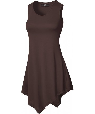 CTC Womens Handkerchief and Shark Hem Tank Tunic Wt671_brown $10.17 Tops