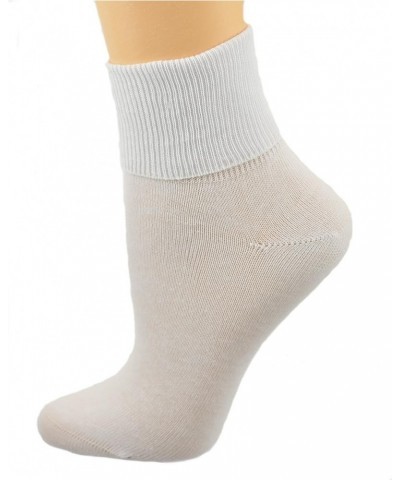 Seamless Ribbed Combed Cotton Turn Cuff, Loose-Fitting Diabetic Socks for Sensitive Feet, Lightweight, Thin Socks White $11.7...