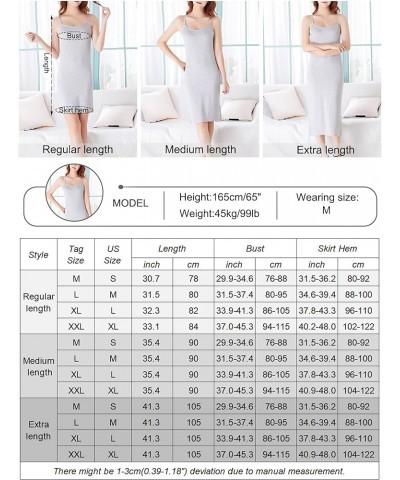 Women's Full Slip Dress Soft Cotton Under Dress Spaghetti Strap Cami Dress Seamless Basic Sleepwear Chemise Nighgowns Midi - ...