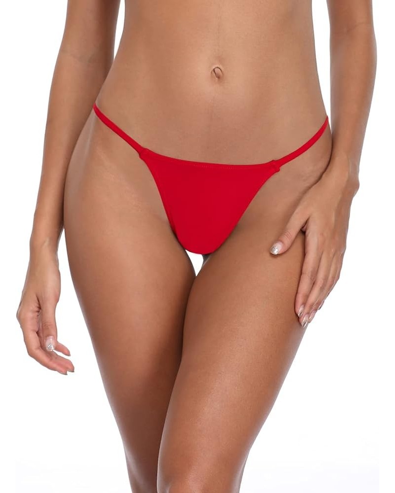 Women's Thong Bottoms Sexy G-String Low Waist Bikini Brazilian Cheeky Swim Beachwear Red $11.99 Swimsuits