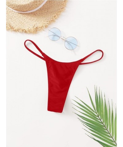 Women's Thong Bottoms Sexy G-String Low Waist Bikini Brazilian Cheeky Swim Beachwear Red $11.99 Swimsuits