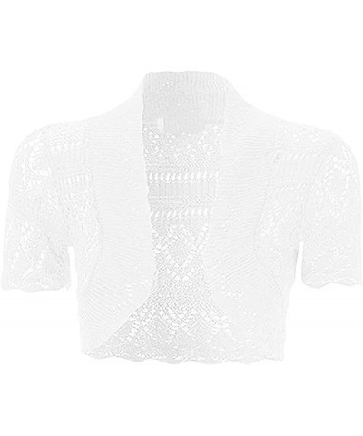 Z98 New Ladies Bolero Crop Shrug Tops Crochet Pointelle Cardigan Women's Top Knitted Short Sleeve Cardi Plus Size Wine $11.73...