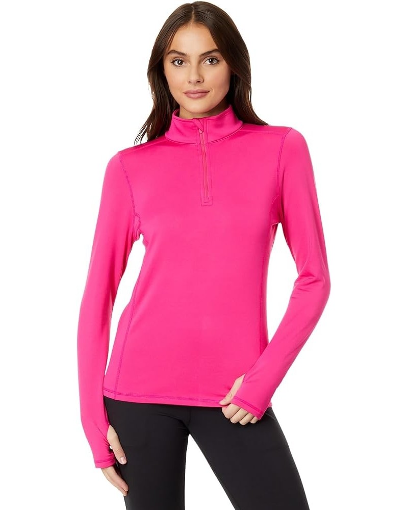 Women's Micro-Elite Chamois Solid Zip-T Midweight Body Fit Base Layer X-Small Fuchsia Purple $25.08 Activewear