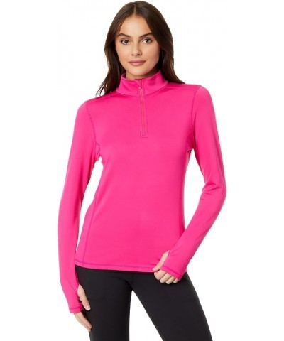 Women's Micro-Elite Chamois Solid Zip-T Midweight Body Fit Base Layer X-Small Fuchsia Purple $25.08 Activewear