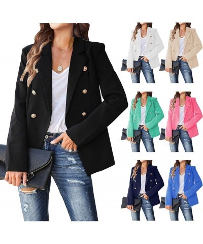 Womens Casual Blazers Jacket 2023 Fall Open Front Long Sleeve Work Office Blazer Lapel Button Suit Jacket with Pockets E-whit...