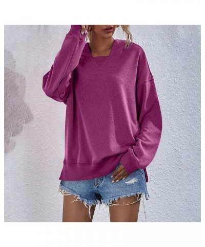 Oversized Sweatshirt for Women Fall Zip Up Pullover Long Sleeve Shirt Casual Sweater Teen Girls Y2K Trendy Clothes E12purple ...