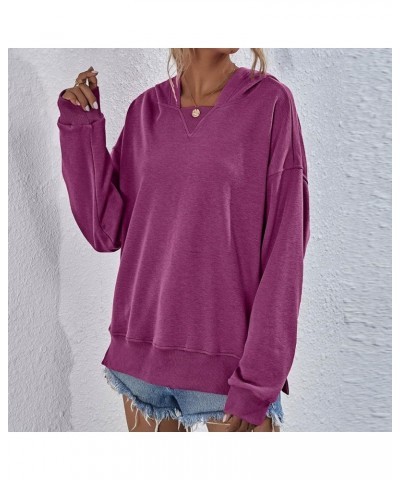 Oversized Sweatshirt for Women Fall Zip Up Pullover Long Sleeve Shirt Casual Sweater Teen Girls Y2K Trendy Clothes E12purple ...