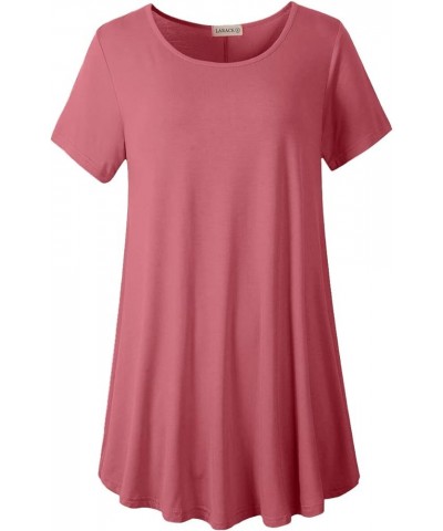 Plus Size Tops for Women Short Sleeve Shirts Casual Summer Clothes Round Neck Tunics for Leggings Grayish Pink $15.36 Tops