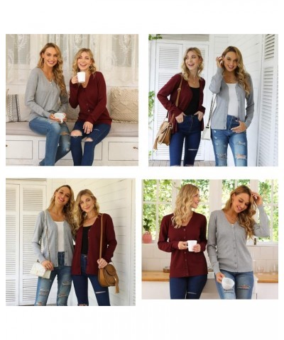 Women's V Neck Button Down Knitwear Long Sleeve Soft Basic Knit Cardigan Sweater Zebra Grey $19.24 Sweaters