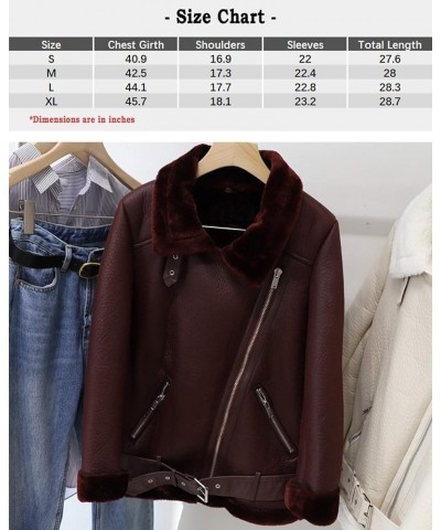 Winter Women's Faux Leather Lambs Leather Jacket Moto Biker Short Coat Wool Fur Collar Zipper Jacket Warm Thick Outwear Faux ...