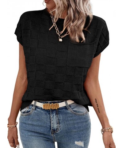 Women's Cap Sleeve Sweater Vest Casual Crewneck Sleeveless Knit Pullover Tank Tops Lightweight Trendy T Shirts Black $16.19 S...