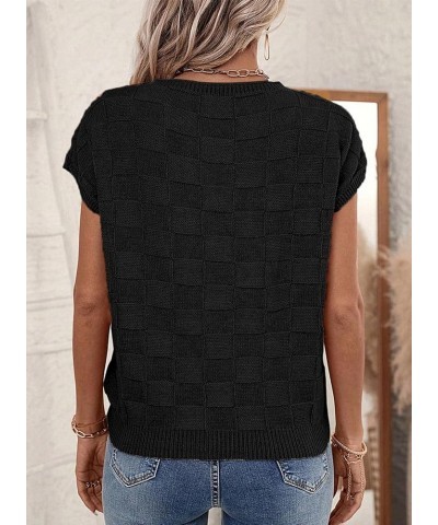 Women's Cap Sleeve Sweater Vest Casual Crewneck Sleeveless Knit Pullover Tank Tops Lightweight Trendy T Shirts Black $16.19 S...