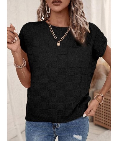 Women's Cap Sleeve Sweater Vest Casual Crewneck Sleeveless Knit Pullover Tank Tops Lightweight Trendy T Shirts Black $16.19 S...