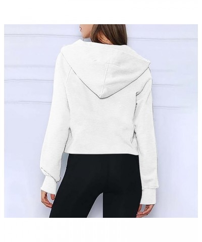 Oversized Hoodies For Women Zip Up Long Sleeve Hooded Sweatshirts Casual Quarter Zip Pullover Tops Fall Y2K Clothes J06-white...