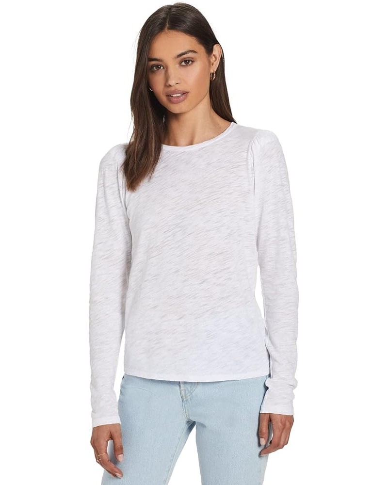 Women's Signature Slub Long Sleeve Puff Shoulder Tee White $28.79 T-Shirts