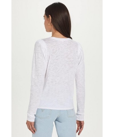 Women's Signature Slub Long Sleeve Puff Shoulder Tee White $28.79 T-Shirts