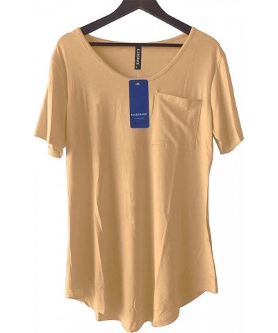 Womens Casual Scoop Collar Plus Size T Shirts Summer Tops Tee Beige $8.40 T-Shirts