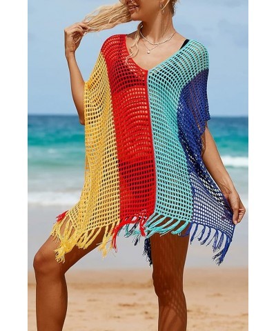 Women's Boho Tunic Tops Beach Cover Up Dress Resort Swimsuit Kimono Loungewear D Red Blue $14.96 Swimsuits