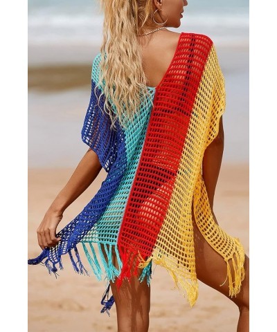 Women's Boho Tunic Tops Beach Cover Up Dress Resort Swimsuit Kimono Loungewear D Red Blue $14.96 Swimsuits