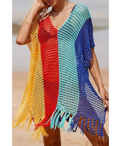 Women's Boho Tunic Tops Beach Cover Up Dress Resort Swimsuit Kimono Loungewear D Red Blue $14.96 Swimsuits