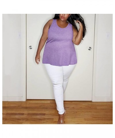 Plus Size Tank Tops for Women Workout Tank Tops Womens Sleeveless Tops Scoop Neck Summer Casual Shirts Purple $7.66 Tanks