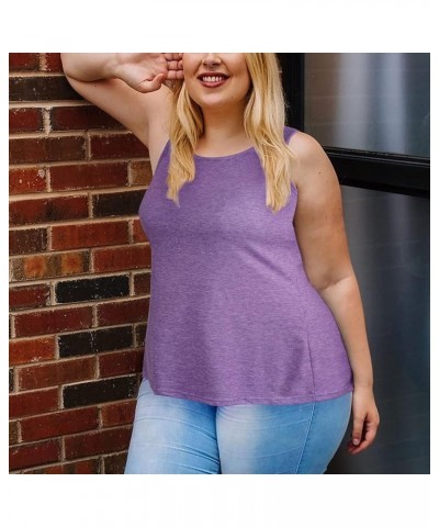 Plus Size Tank Tops for Women Workout Tank Tops Womens Sleeveless Tops Scoop Neck Summer Casual Shirts Purple $7.66 Tanks