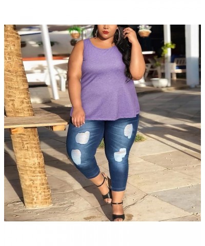 Plus Size Tank Tops for Women Workout Tank Tops Womens Sleeveless Tops Scoop Neck Summer Casual Shirts Purple $7.66 Tanks