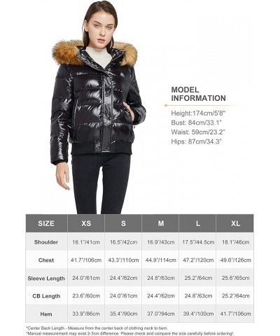 Women's Thickened Winter Bubble Down Coat Shiny Puffer Jacket with Fur Hood Caviar $41.85 Jackets