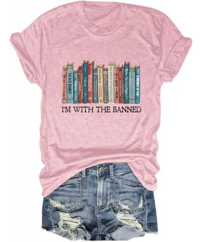 I'm with The Banned Tshirt Women Banned Books Shirt Book Lovers Gift Shirts Casual Librarian Short Sleeve Tee Tops Style B 7 ...