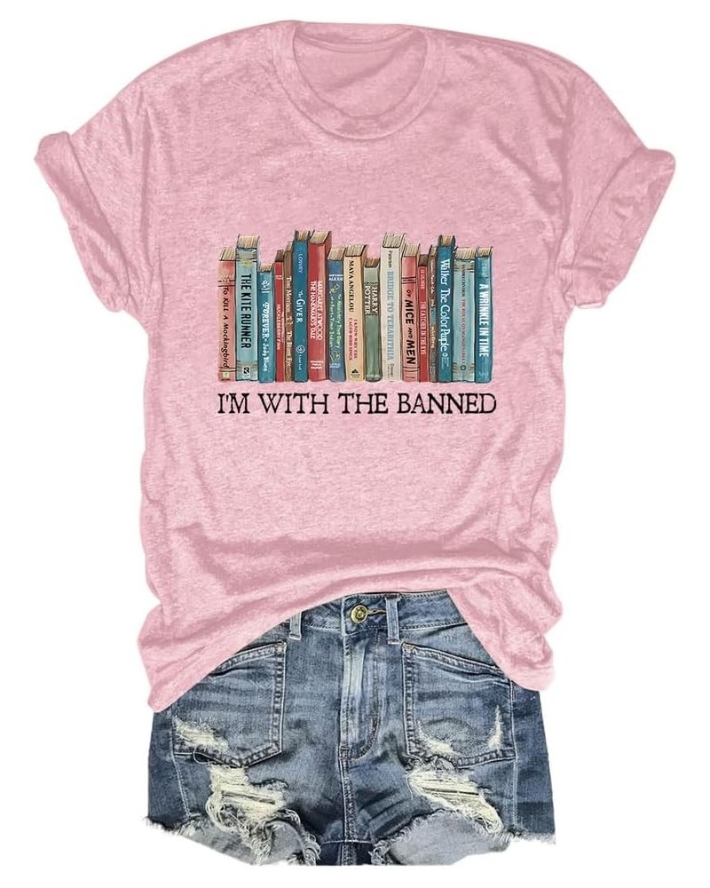 I'm with The Banned Tshirt Women Banned Books Shirt Book Lovers Gift Shirts Casual Librarian Short Sleeve Tee Tops Style B 7 ...