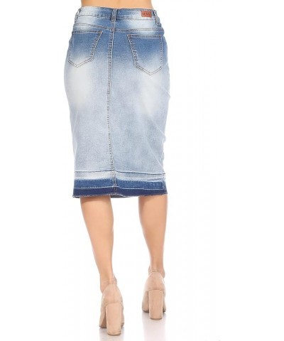 Women's Juniors/Plus Size Calf - Length Pencil Stretch Denim Skirt (77873) Blue Blush (77986) $28.55 Skirts